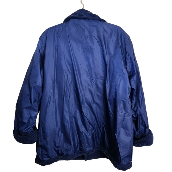 Serbin Sport New Blue Sherpa Reversible Coat Size XL - Picture 4 of 11